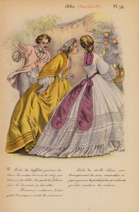 Mode française : 1860, Napoléon III (lithographie en couleur)