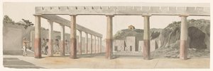 Vue des casernes romaines et de la colonnade de Pompéi (Voyage en Italie, en Sicile et à Malte - 1778) - Louis Ducros