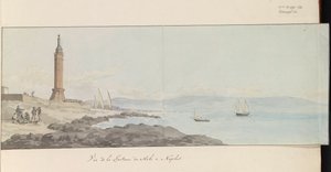 Vue du phare du Mole à Naples - Louis Ducros