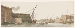 Vue du chantier dans le port des galères à Malte