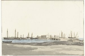 Port de Barletta avec navires - Louis Ducros