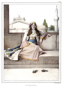 Un Athénien - Voyage à Athènes et Constantinople, collection de portraits grecs et ottomans, vues et costumes, lithographies et coloriées par Louis Dupre (1789-1837), élève de David. 1825