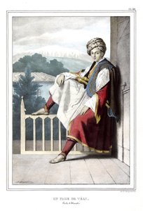 Une page de Veli, pacha de Thessalie, dans « Voyage à Athènes et Constantinople, ou collection de portraits, vues et costumes grecs et ottomans, peints sur place d