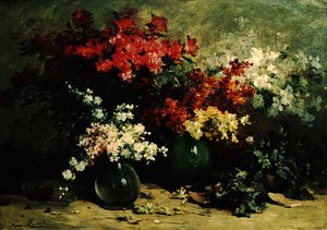 Nature morte de fleurs de printemps - Louis Emile Minet