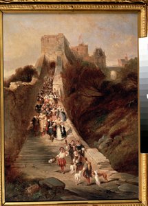 Le départ du château - Louis Eugene Gabriel Isabey