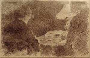 Mary et Emma Eysen sous une lampe de table