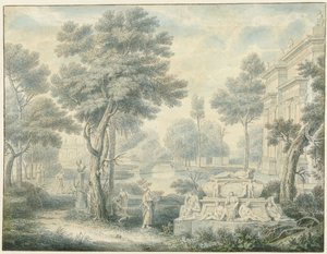 Paysage arcadien avec un tombeau