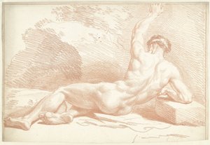 Homme nu, couché, vu de dos