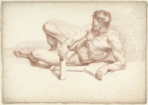 Nu masculin allongé, appuyé sur le bras gauche