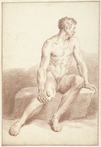 Nu masculin assis, tourné vers la droite