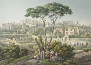 Vue de la colline du Palatin à Rome, avec les ruines du palais des Césars en arrière-plan, c.1800