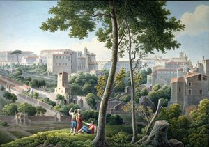 Vue de la colline du Quirinal à Rome, avec la Villa Colonna en arrière-plan, vers 1800 - Louis Francois Cassas