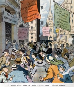 Cela pourrait aider certains si Wall Street donnait des timbres de négociation par Louis Glackens 1866-1933, artiste. Publié en 1907.