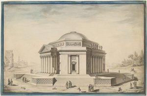 Temple Hexagonal dans un Paysage Italianisant - Louis Gustave Taraval