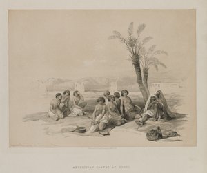 Égypte et Nubie, Volume I : Esclaves abyssins se reposant à Korti-Nubie, 1847 - Louis Haghe
