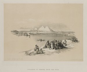 Égypte et Nubie, Volume I : Pyramides de Gizeh, depuis le Nil - Louis Haghe