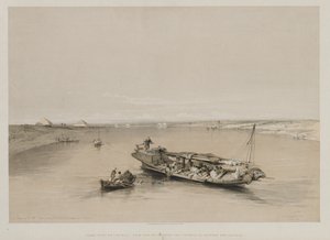 Vue sur le Nil vers les pyramides de Dashour et Saccara - Louis Haghe