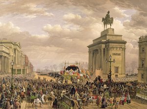 Funérailles du Duc de Wellington, le char funéraire passant sous l