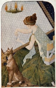 Pénélope avec sa tapisserie - panneau brodé par H. de Rudder - Louis Henri de Rudder