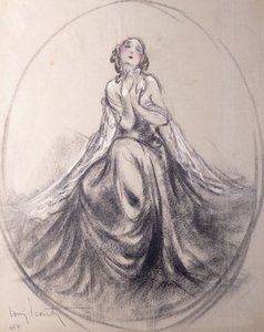 Dame assise en pose théâtrale
