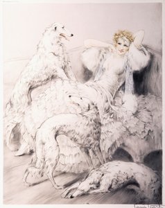Fille avec un Borzoi
