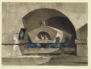 Sépulcre de style égyptien avec sphinx et chouette