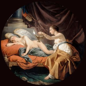 Psyché surprenant Cupidon endormi