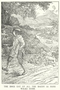 Les chiens mangent tout le bacon alors que Hans rentre chez lui - Louis John Rhead
