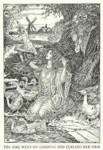 La fille continua à peigner et à boucler ses cheveux - Louis John Rhead