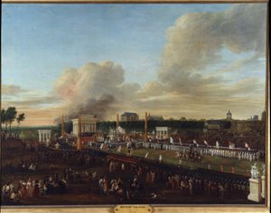 Révolution française : « Vue de la fête de la Confédération des départements du Nord, de la Somme et du Pas-de-Calais » Peinture par Louis Joseph Watteau dit Watteau de Lille (1731-1798)
