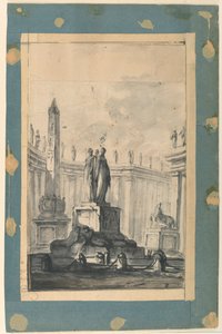 Fantaisie architecturale avec fontaine et obélisque
