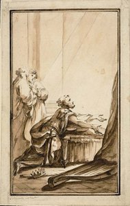 Le roi David à genoux en pénitence