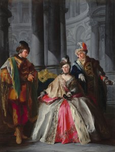 Trois figures habillées pour un bal masqué, vers 1740