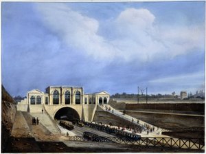 Chemin de fer de Paris à Saint Germain - dans "Paris en 1837" par Arnout - Louis Jules Arnout
