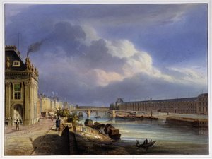 Pont du Carrousel et de la grande galerie du Louvre - dans « Paris en 1837 » par Arnout