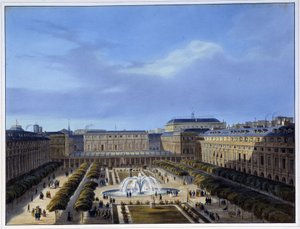 Vue du Jardin du Palais Royal - dans Paris en 1837 par Arnout - Louis Jules Arnout