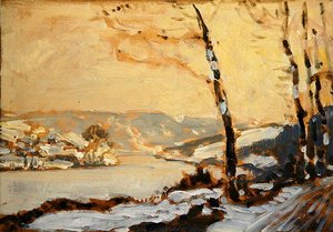 La vallée de la Fulda, près de Cassel, avec de la neige