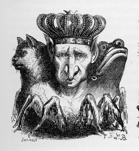 Bael - Baal - (démon) - Bael est le chef de la puissance infernale - dans « Le dictionnaire infernal » de Collin de Plancy - Gravure de L. Breton. Paris