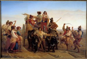Arrivée des moissonneurs dans les marais pontins près de Rome