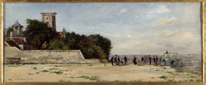 Le sommet de la butte Montmartre, avec la tour Solférino, vers 1870 - Louis Marie Chevalier