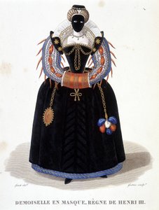 Portrait de dame masquée, seconde moitié du XVIe siècle. Dans "Galerie française de femmes célèbres"
