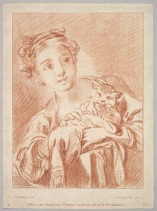 Jeune fille tenant un chat, 1769