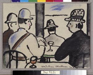 Quatre personnages au bar