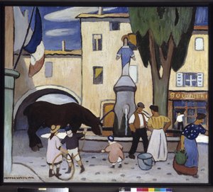 La fontaine de Trets au cheval noir
