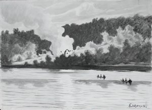 Incendie vu de East Lyme, Connecticut, 1900 - Louis Michel Eilshemius
