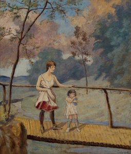 Deux filles sur un pont de bois - Louis Michel Eilshemius