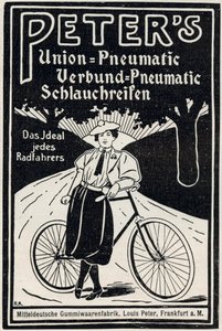 Publicité pour les pneus de bicyclette pneumatiques de Peter, 1898 - Louis Peter