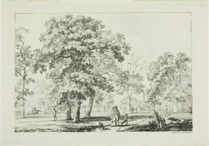 Personnes marchant dans un bois - Louis Pierre Baltard