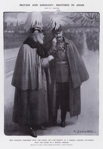 Le roi Édouard VII habillé en colonel des dragons prussiens et le Kaiser Guillaume II habillé en maréchal britannique - Louis Remy Sabattier