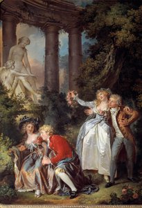 Offrande galante à Vénus dans un paysage romantique de ruines antiques
